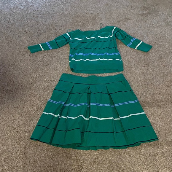 Ann Taylor Green Striped Jumpsuit - Picture 2 of 2